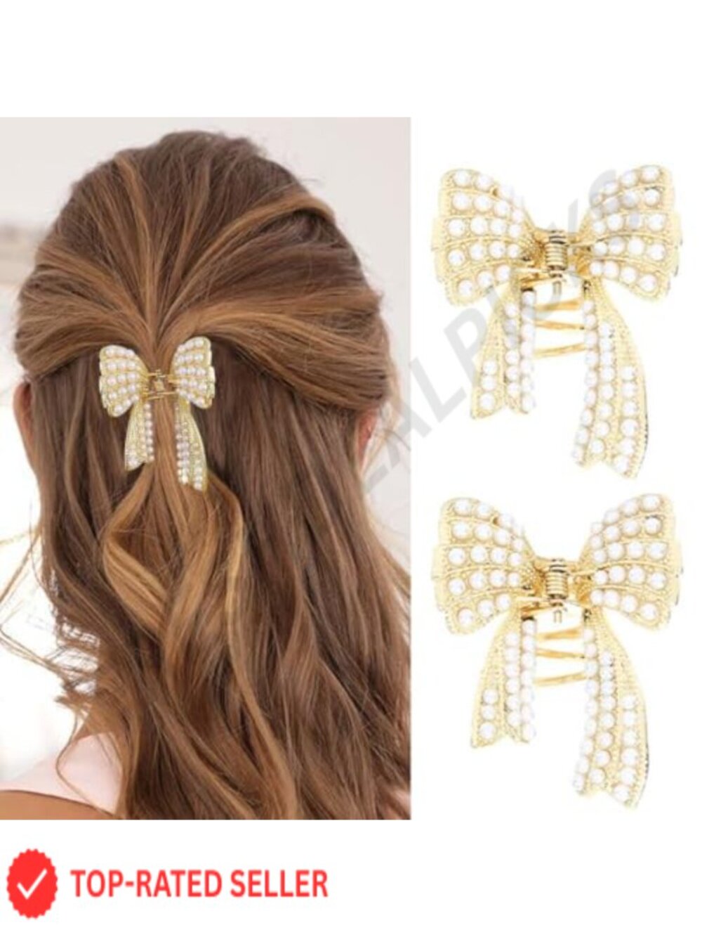 Bow Claw Hair Clips Pearl Alloy Nonslip Jaw Hair Accessories Women